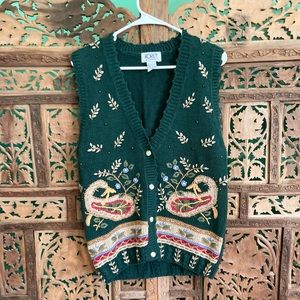Embroidered sweater vest folklore cottagecore